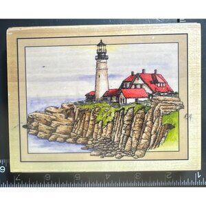 Wooden Rubber Stamp Lighthouse Design By Whispers Sugarloaf Products